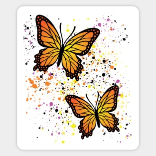 Beautiful Butterflies with Colorful Splatters Sticker